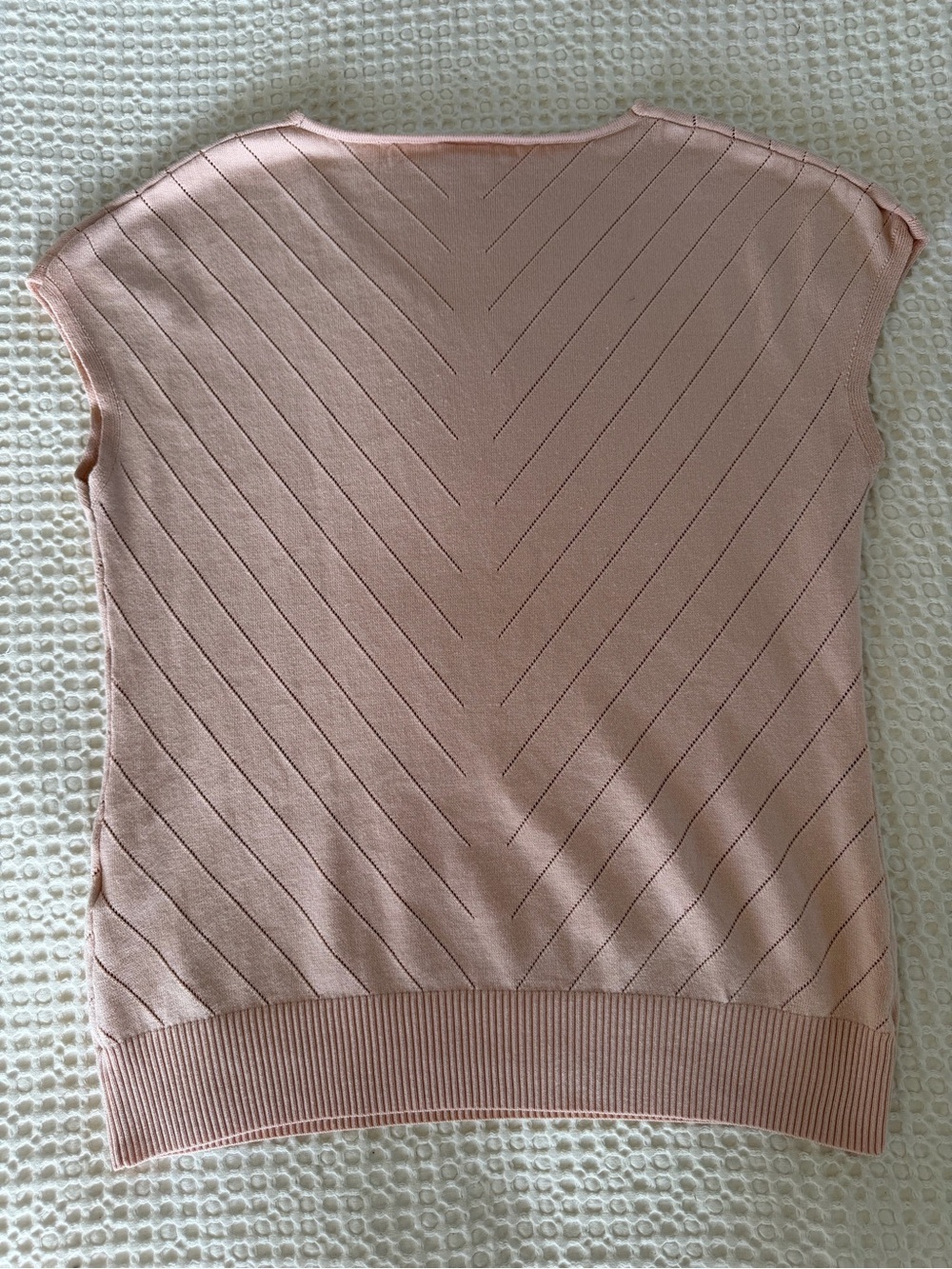 Wimoll Small Blush Pink V Neck Chevron Pointelle Knit Sweater Vest - Picture 4 of 10
